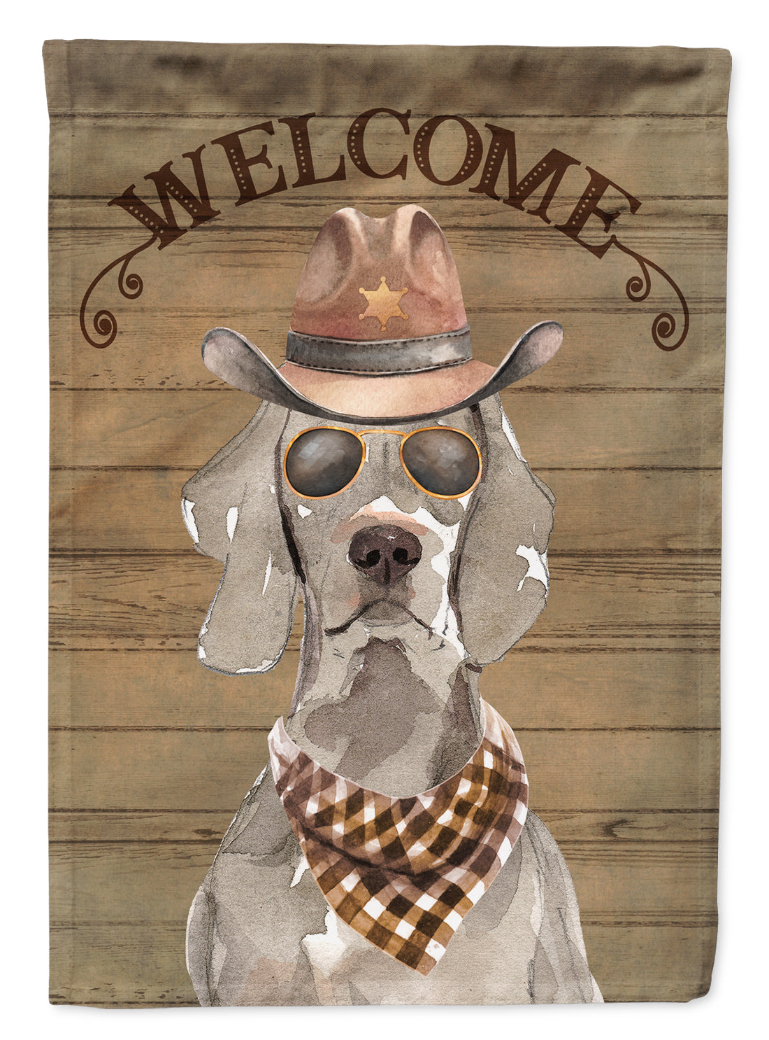 Weimaraner Cowboy Dog Welcome Garden Flag – Western-Style Dog with Hat & Sunglasses CK6372GF