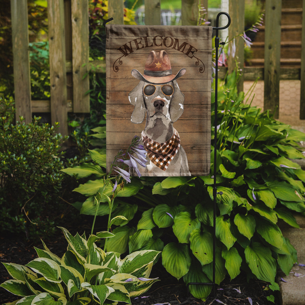 Weimaraner Cowboy Dog Welcome Garden Flag – Western-Style Dog with Hat & Sunglasses CK6372GF