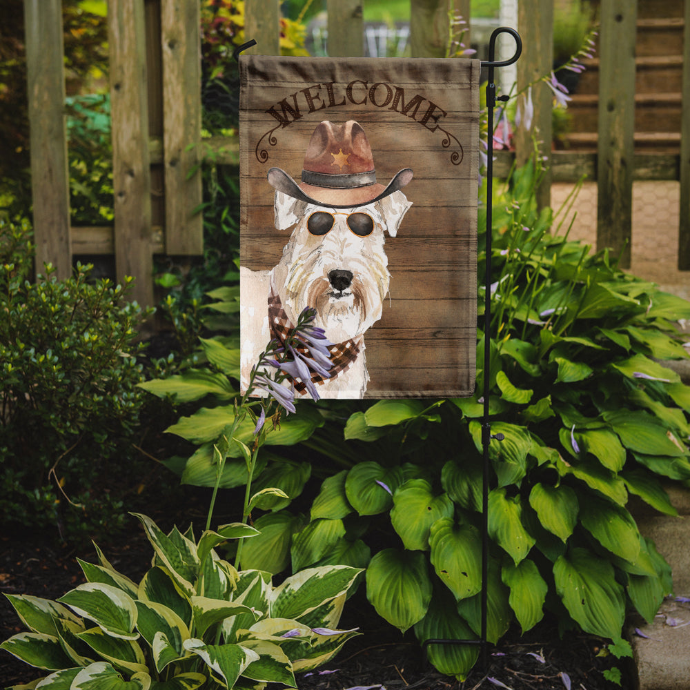 Wheaten Terrier Cowboy Dog Welcome Garden Flag – Western-Style Dog with Hat & Sunglasses CK6376GF