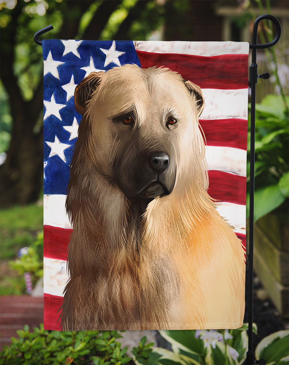 Afghan Shepherd American Flag Garden Flag - Outdoor Decorative Yard Flag CK6384GF