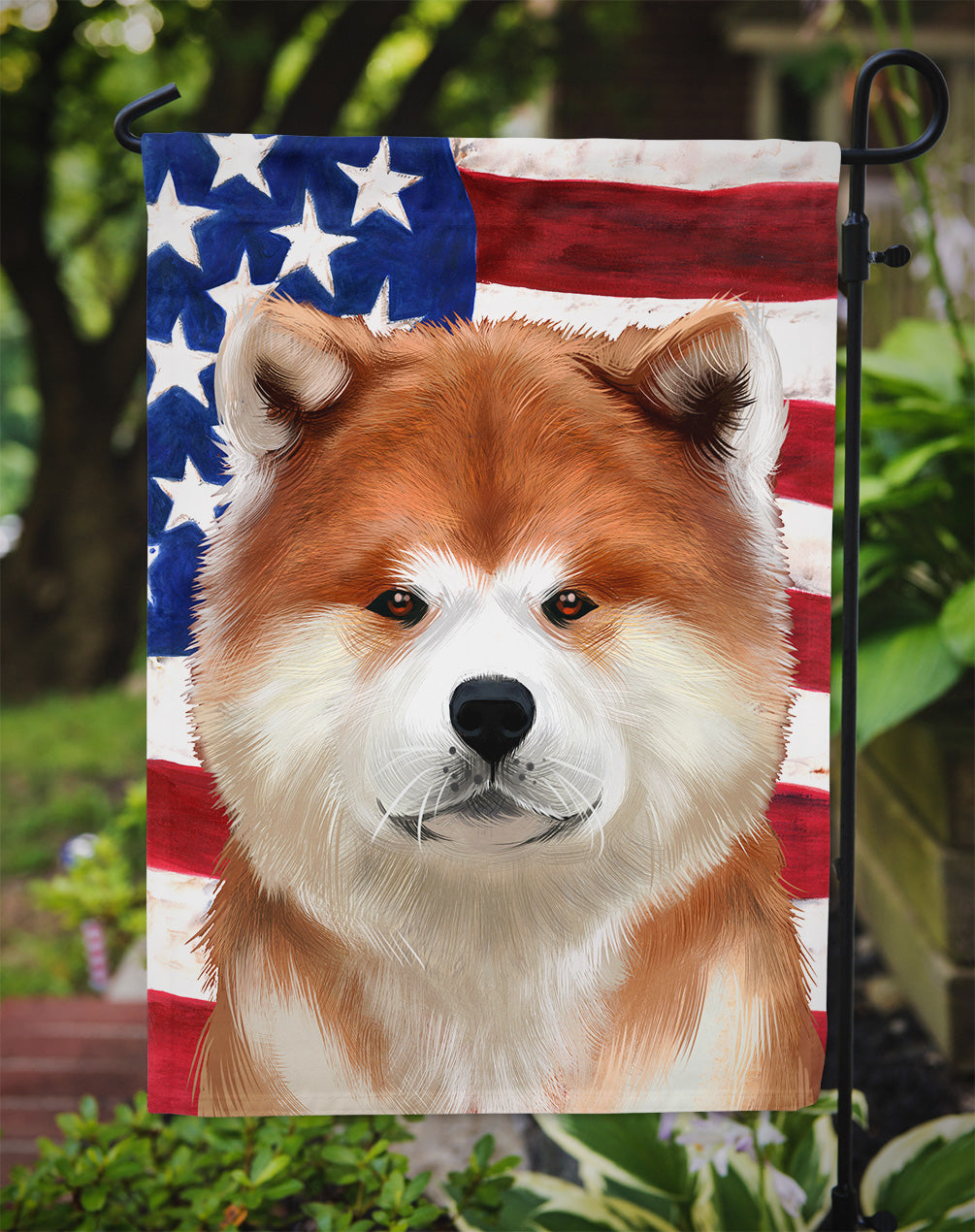 Akita American Flag Garden Flag - Outdoor Decorative Yard Flag CK6387GF