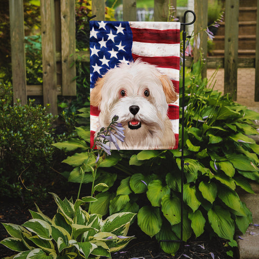 Alpine Spaniel American Flag Garden Flag - Outdoor Decorative Yard Flag CK6394GF