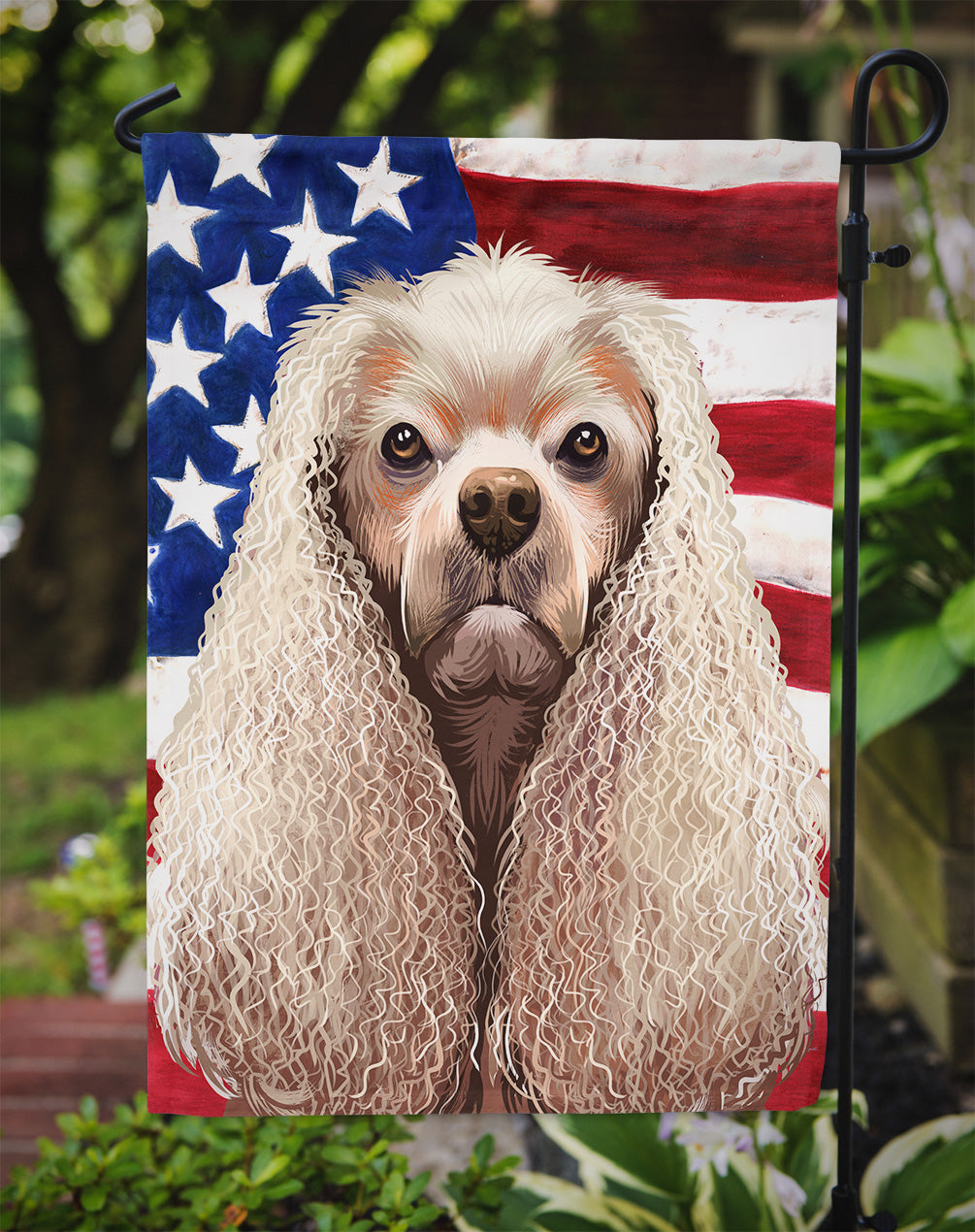 American Cocker Spaniel American Flag Garden Flag - Outdoor Decorative Yard Flag CK6396GF