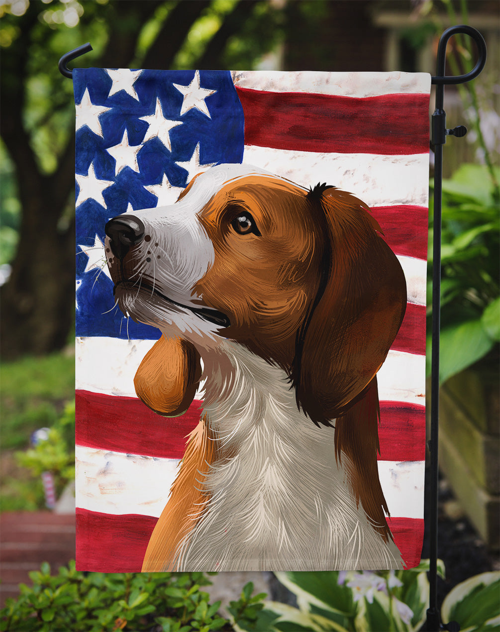 American English Coonhound American Flag Garden Flag - Outdoor Decorative Yard Flag CK6397GF