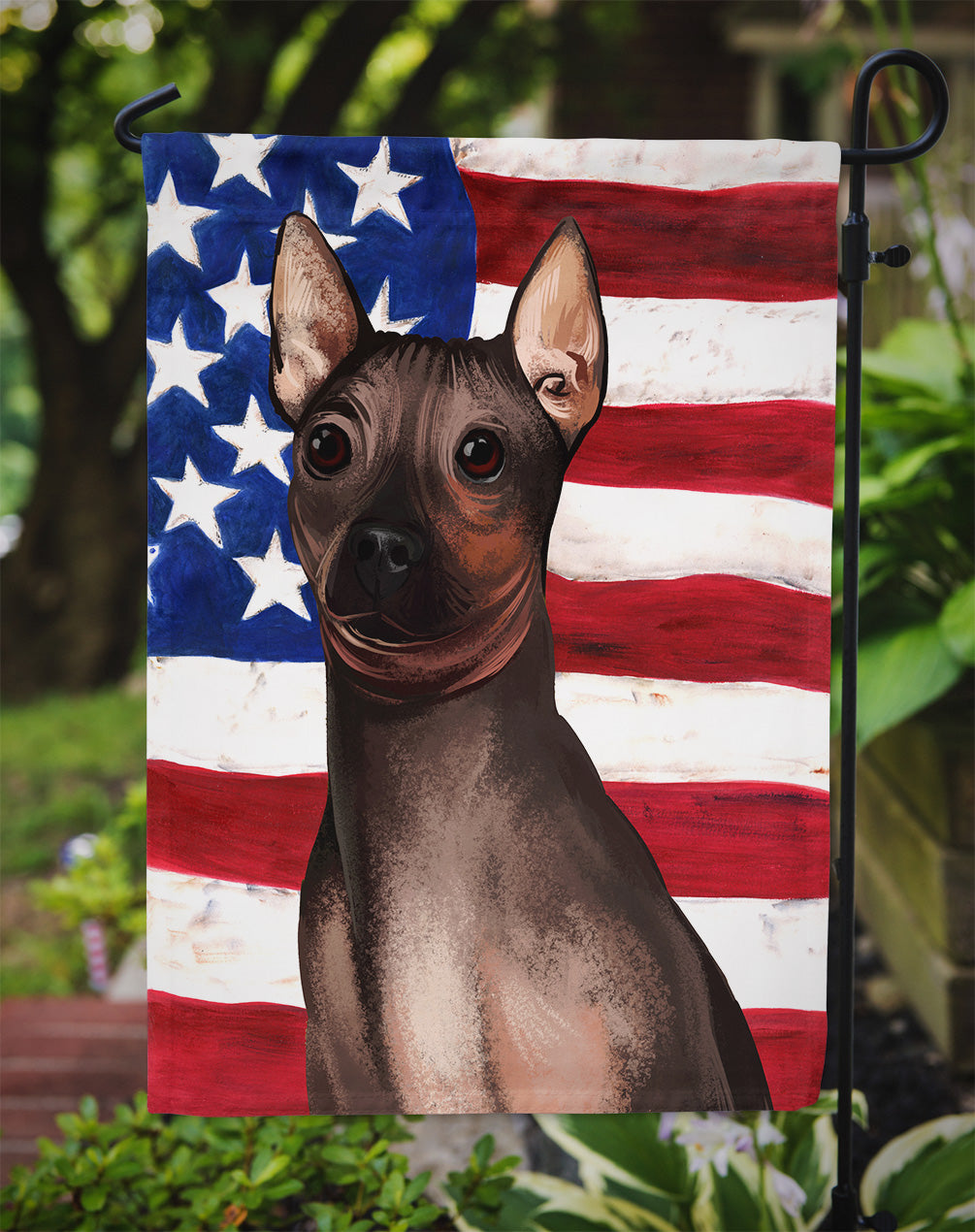American Hairless Terrier American Flag Garden Flag - Outdoor Decorative Yard Flag CK6400GF