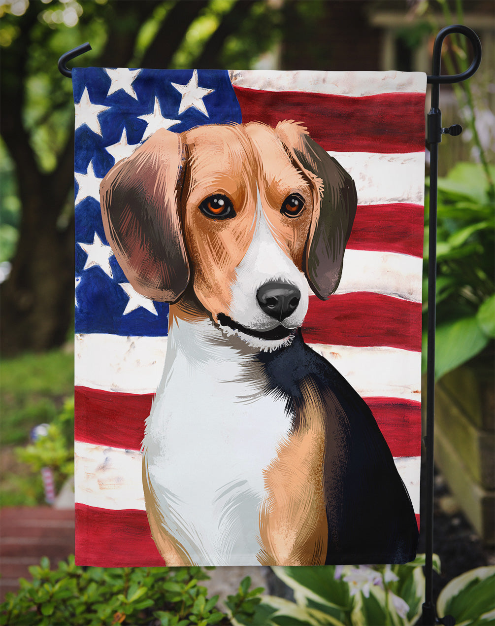 Beagle American Flag Flag Garden Size CK6421GF