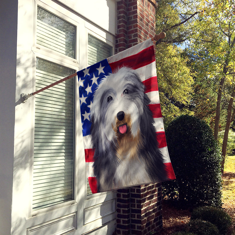 Bearded Collie American Flag Flag Canvas House Size CK6423CHF