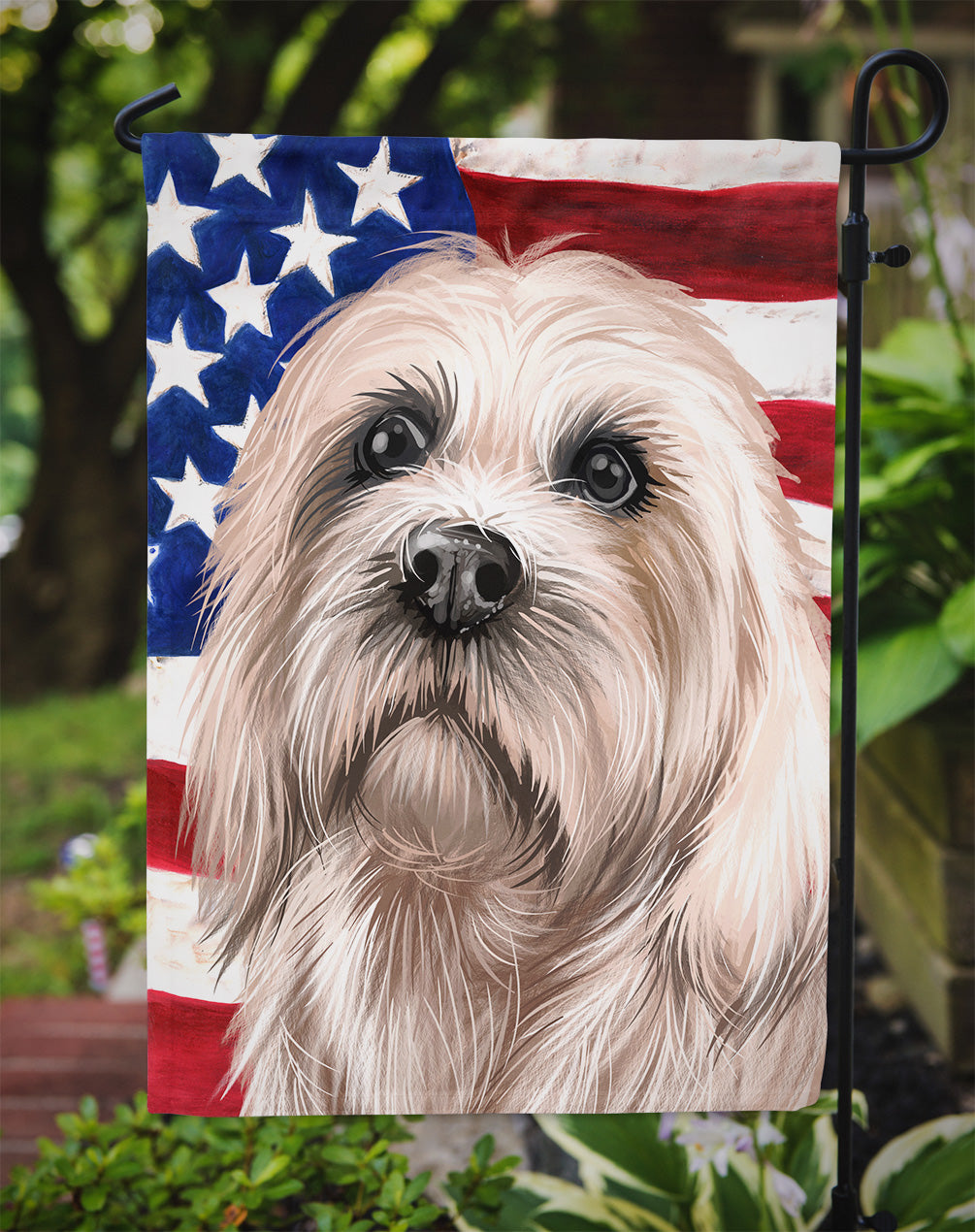 Dandie Dinmont Terrier American Flag Garden Flag - Outdoor Decorative Yard Flag CK6501GF
