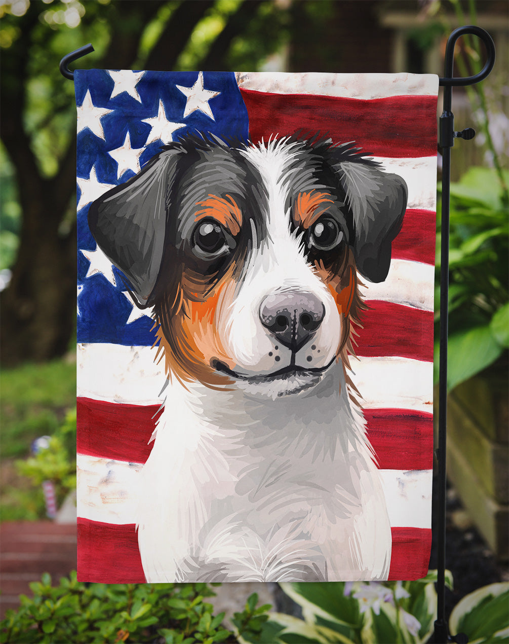 Danish-Swedish Farmdog American Flag Garden Flag - Outdoor Decorative Yard Flag CK6502GF