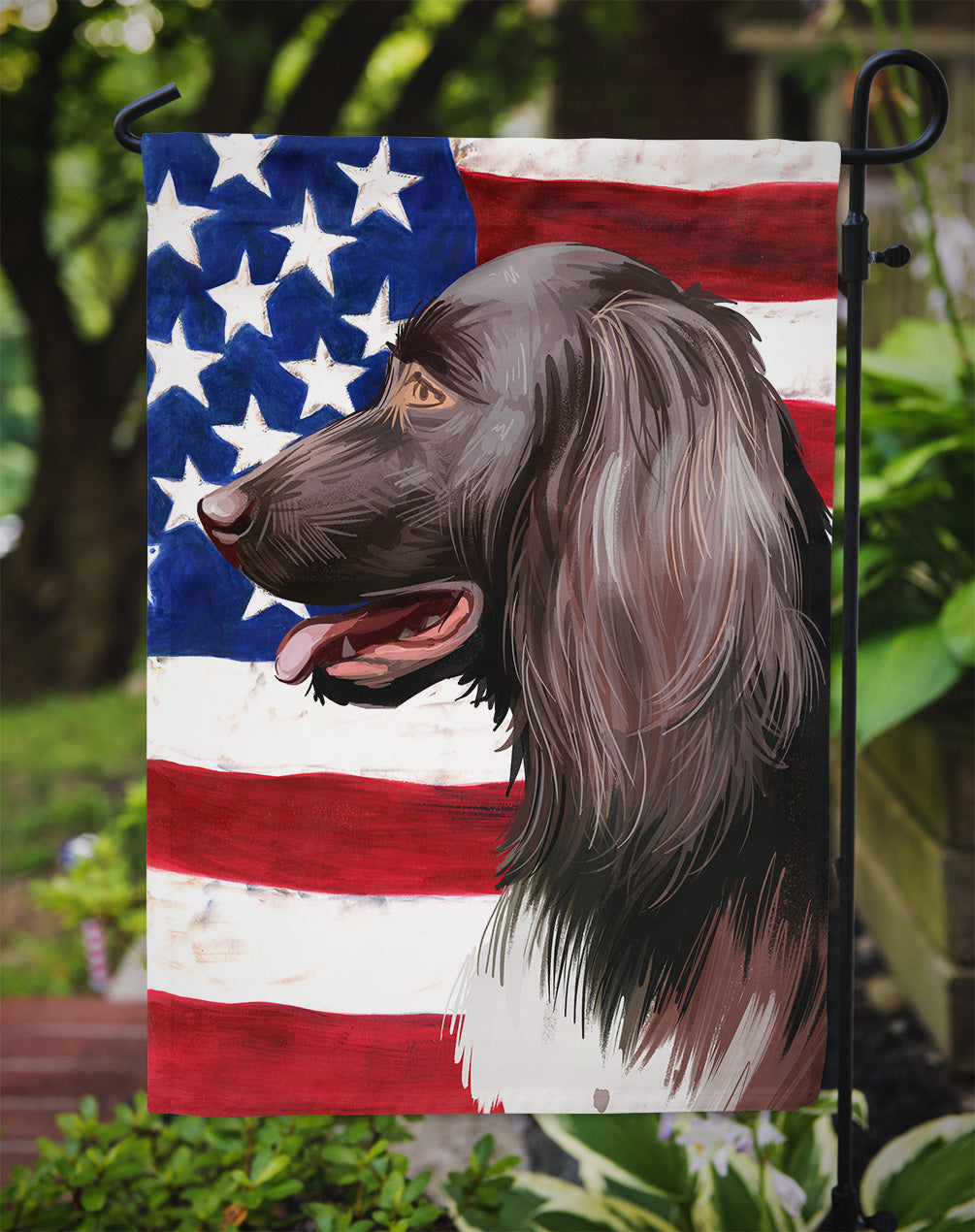 Small Munsterlander Dog American Flag Garden Flag - Outdoor Decorative Yard Flag CK6624GF