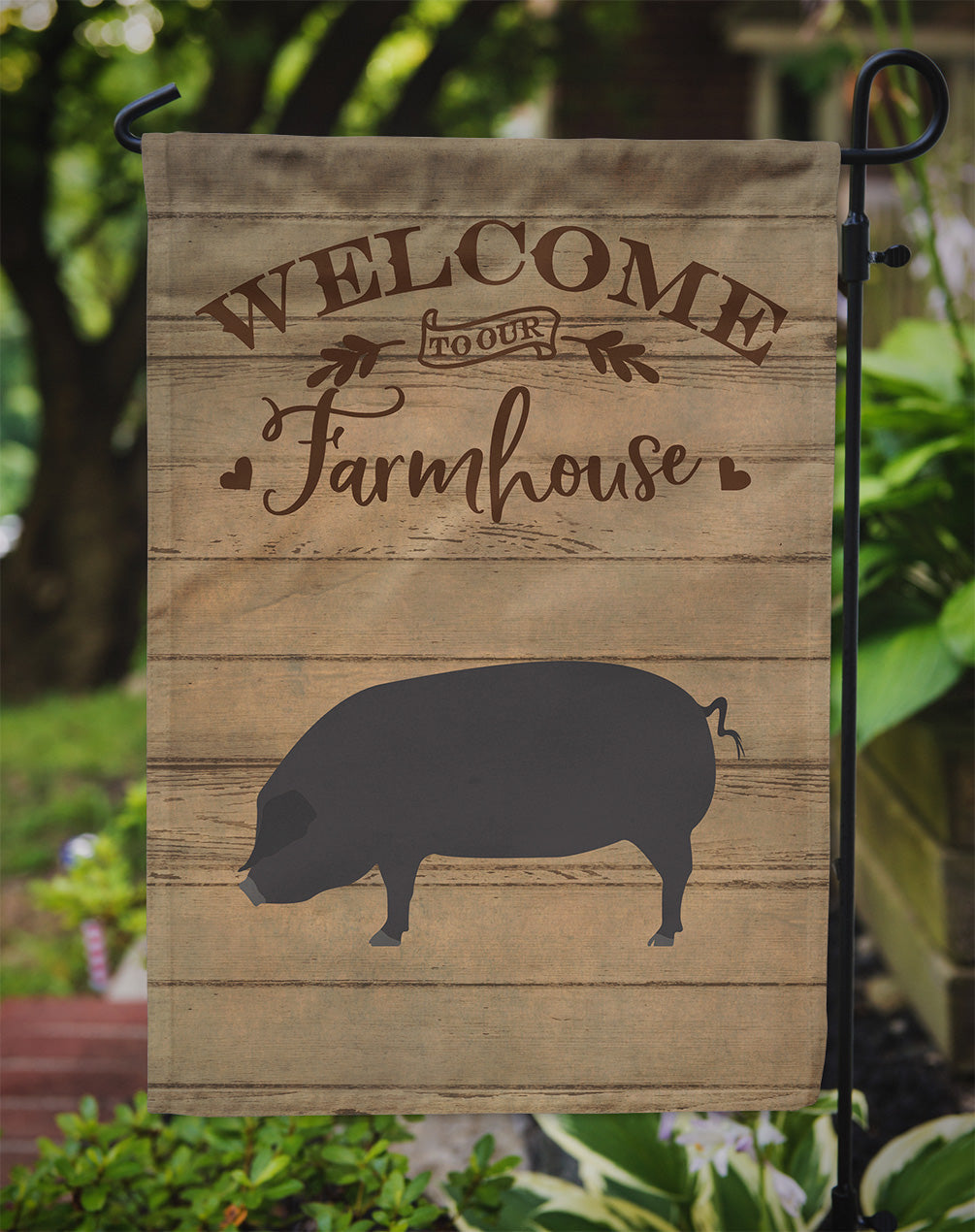 Devon Large Black Pig Welcome Garden Flag – Decorative Outdoor Yard Flag CK6875GF