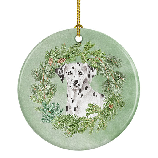 Dalmatian Christmas Wreath Ceramic Ornament