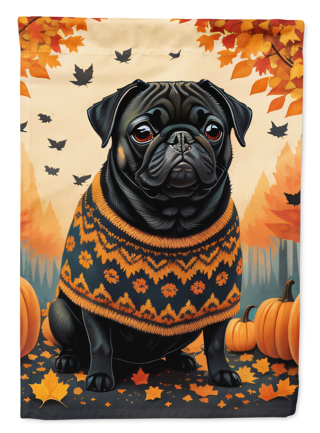 Black Pug Fall Garden Flag – Outdoor Decorative Garden Flag