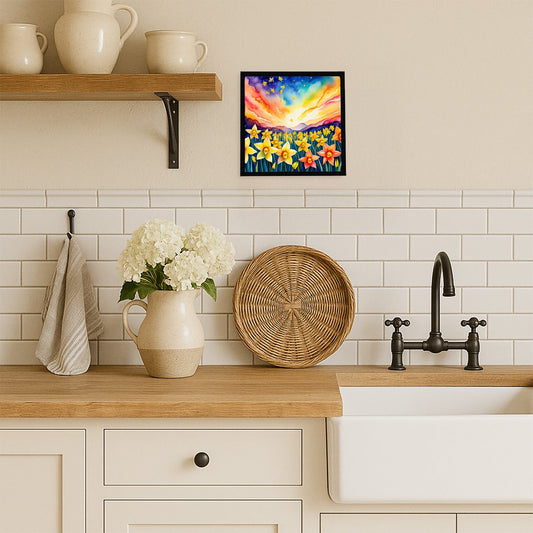 Daffodils in Color Framed Metal Print