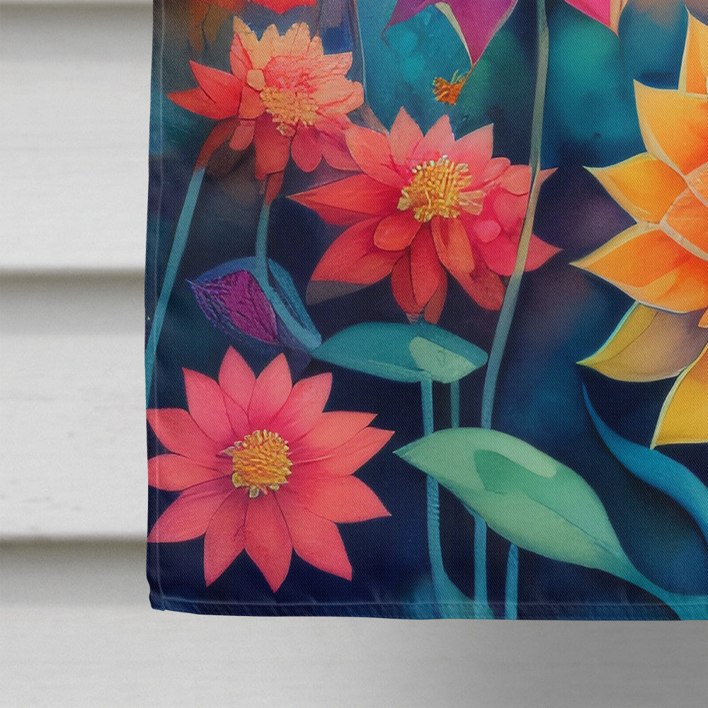 Dahlias in Color House Flag