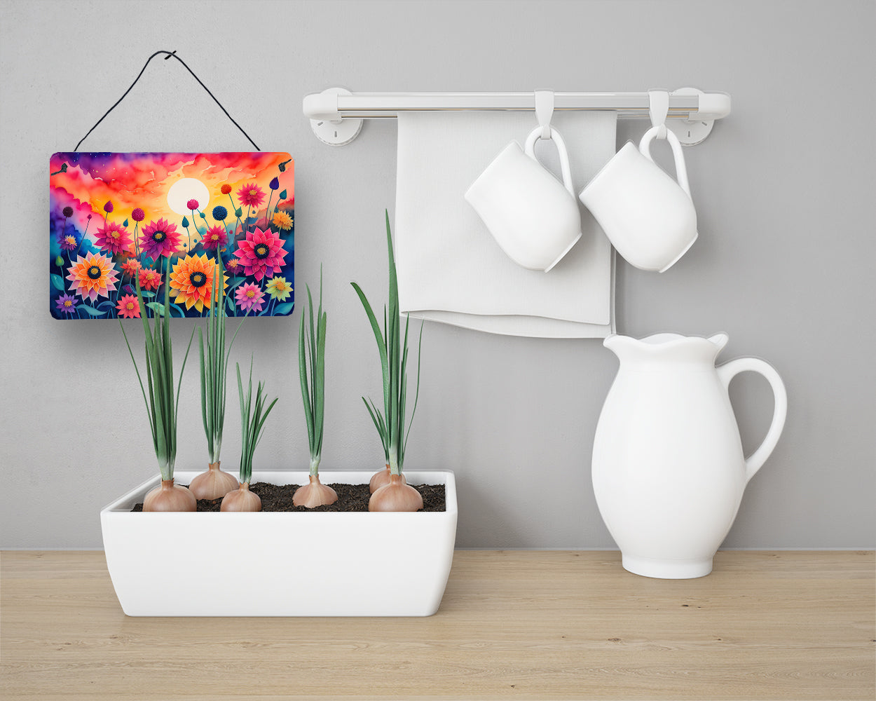 Dahlias in Color Wall or Door Hanging Prints