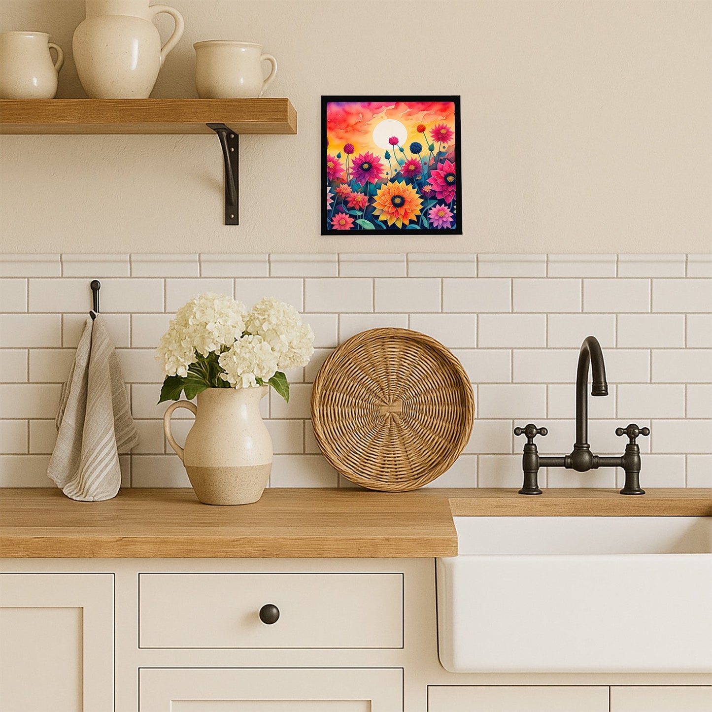 Dahlias in Color Framed Metal Print