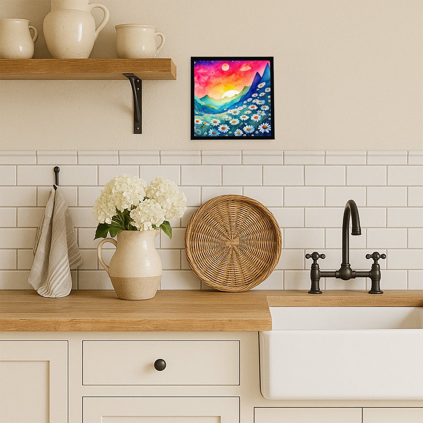 Daisies in Color Framed Metal Print