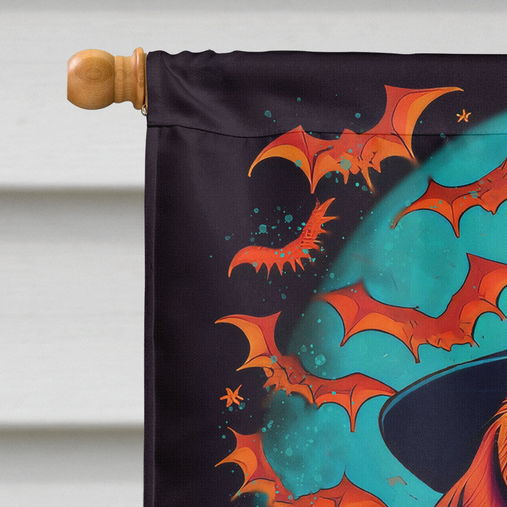Longhair Dachshund Witchy Halloween House Flag