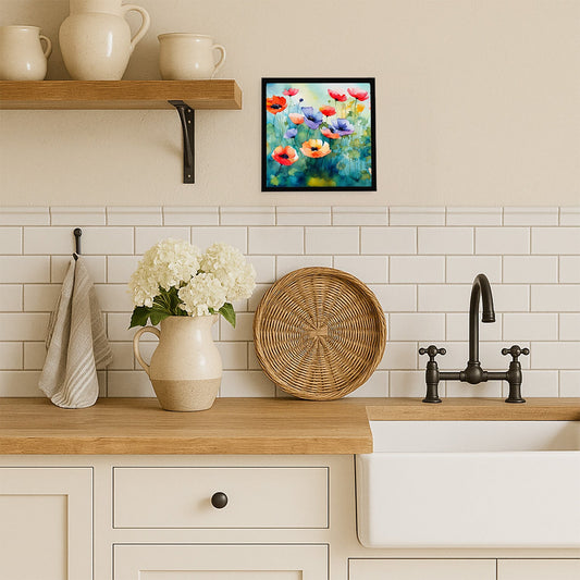 Anemones in Watercolor Framed Metal Print