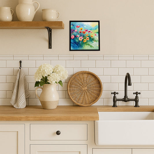 Anemones in Watercolor Framed Metal Print