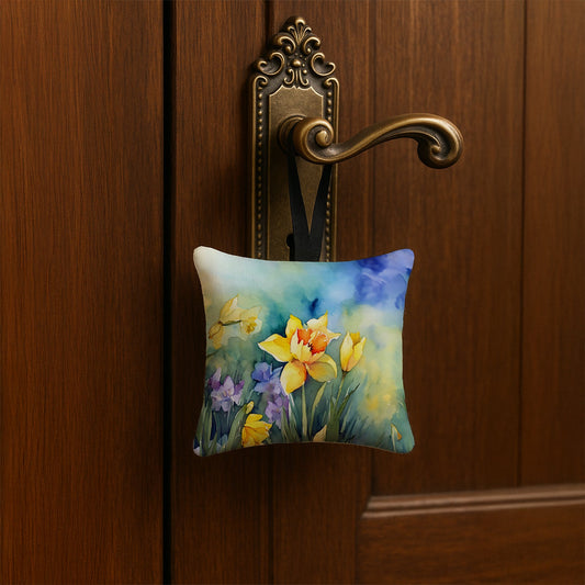 Daffodils in Watercolor Hanging Square Fabric Ornament 3.5 × 3.5