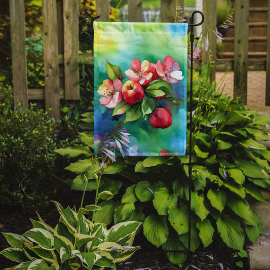 Arkansas Apple Blossom in Watercolor Garden Flag – Outdoor Decorative Yard Flag