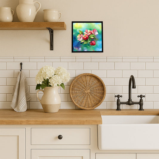 Arkansas Apple Blossom in Watercolor Framed Metal Print