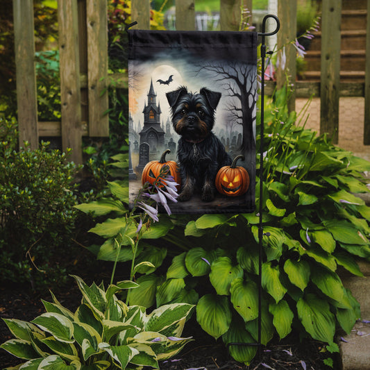 Affenpinscher Spooky Halloween Garden Flag – Dog in Cemetery Scene
