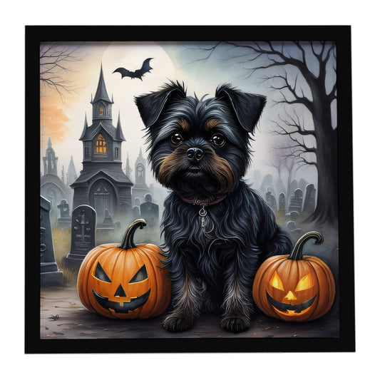 Affenpinscher Spooky Halloween Framed Metal Print