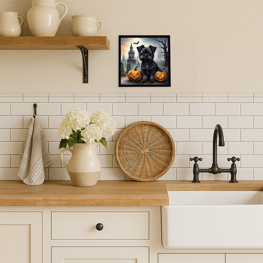 Affenpinscher Spooky Halloween Framed Metal Print