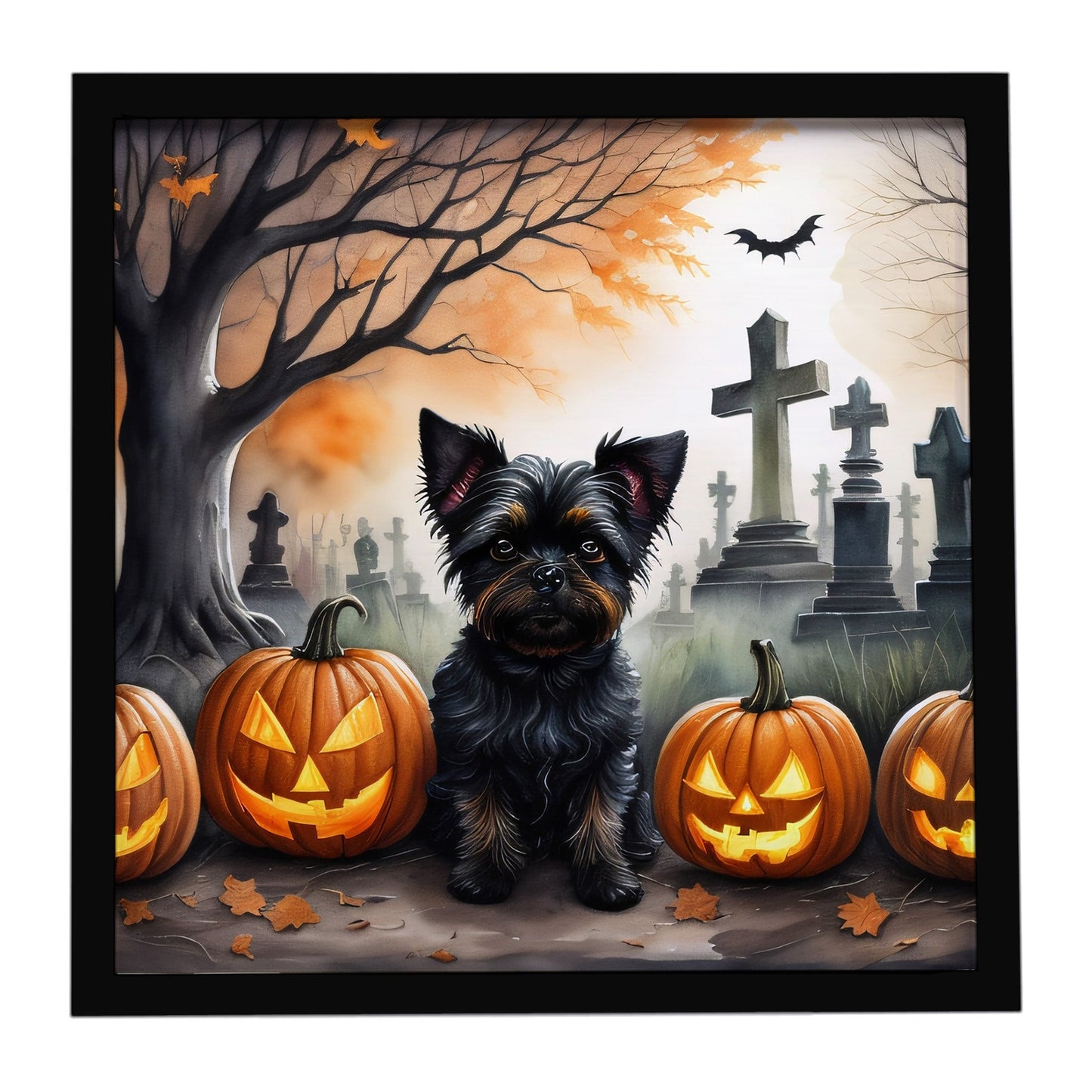 Affenpinscher Spooky Halloween Framed Metal Print