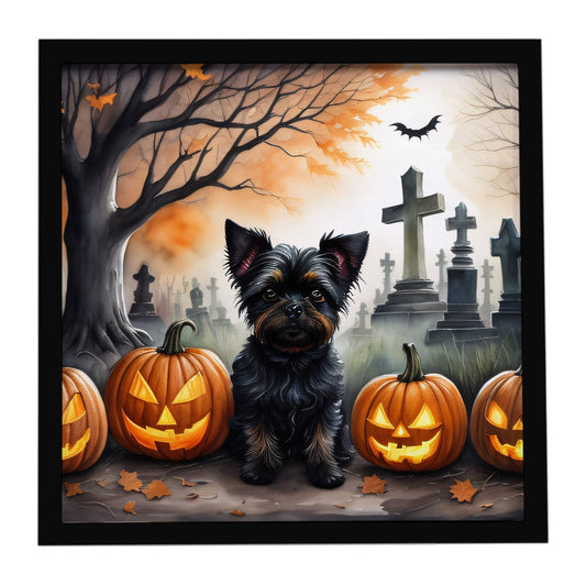 Affenpinscher Spooky Halloween Framed Metal Print