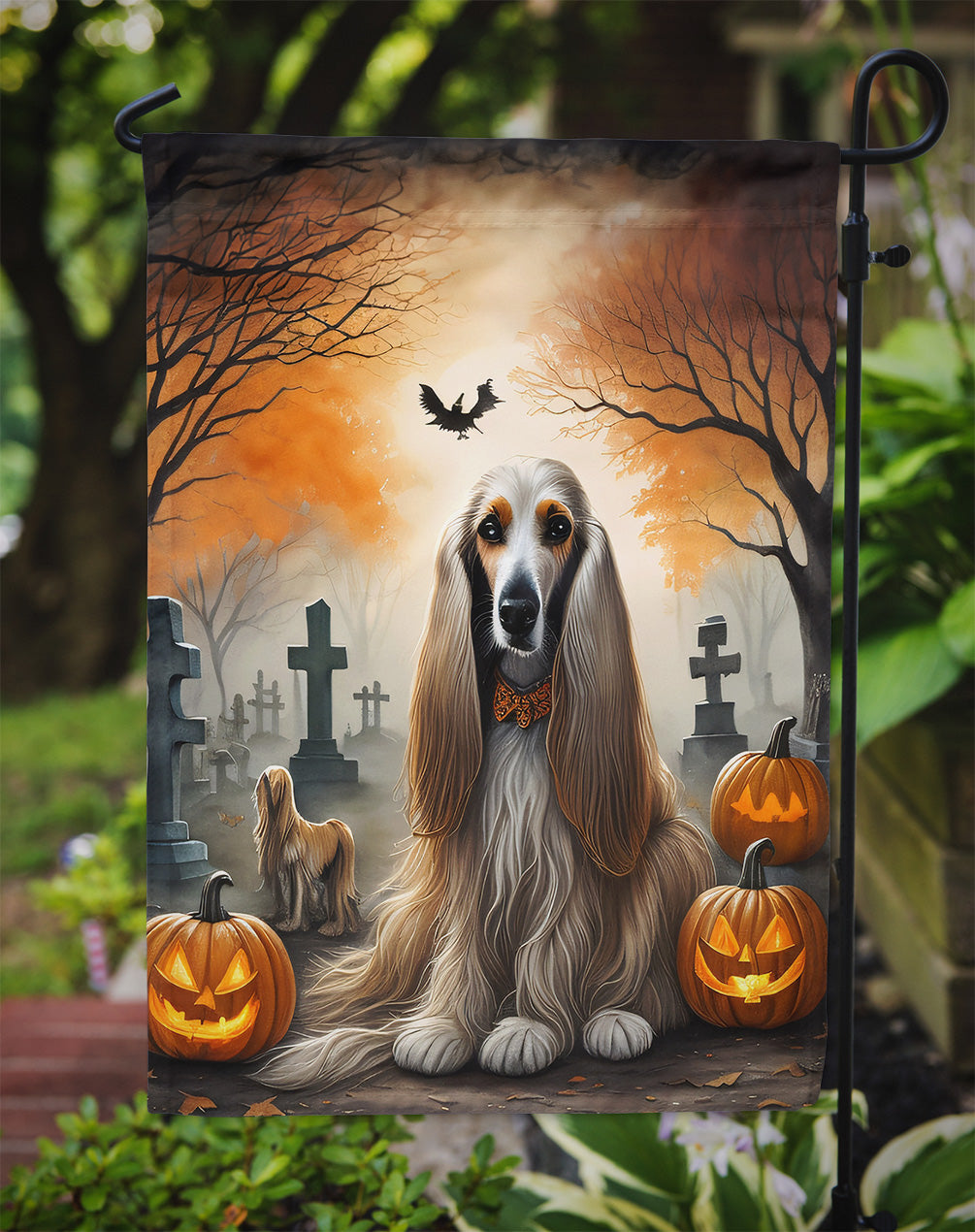 Afghan Hound Spooky Halloween Garden Flag – Outdoor Decorative Garden Flag