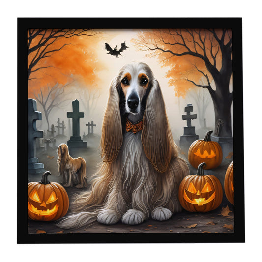 Afghan Hound Spooky Halloween Framed Metal Print