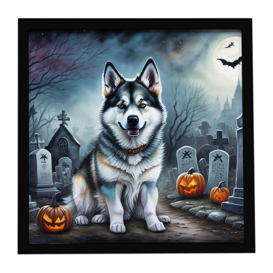 Alaskan Malamute Spooky Halloween Framed Metal Print