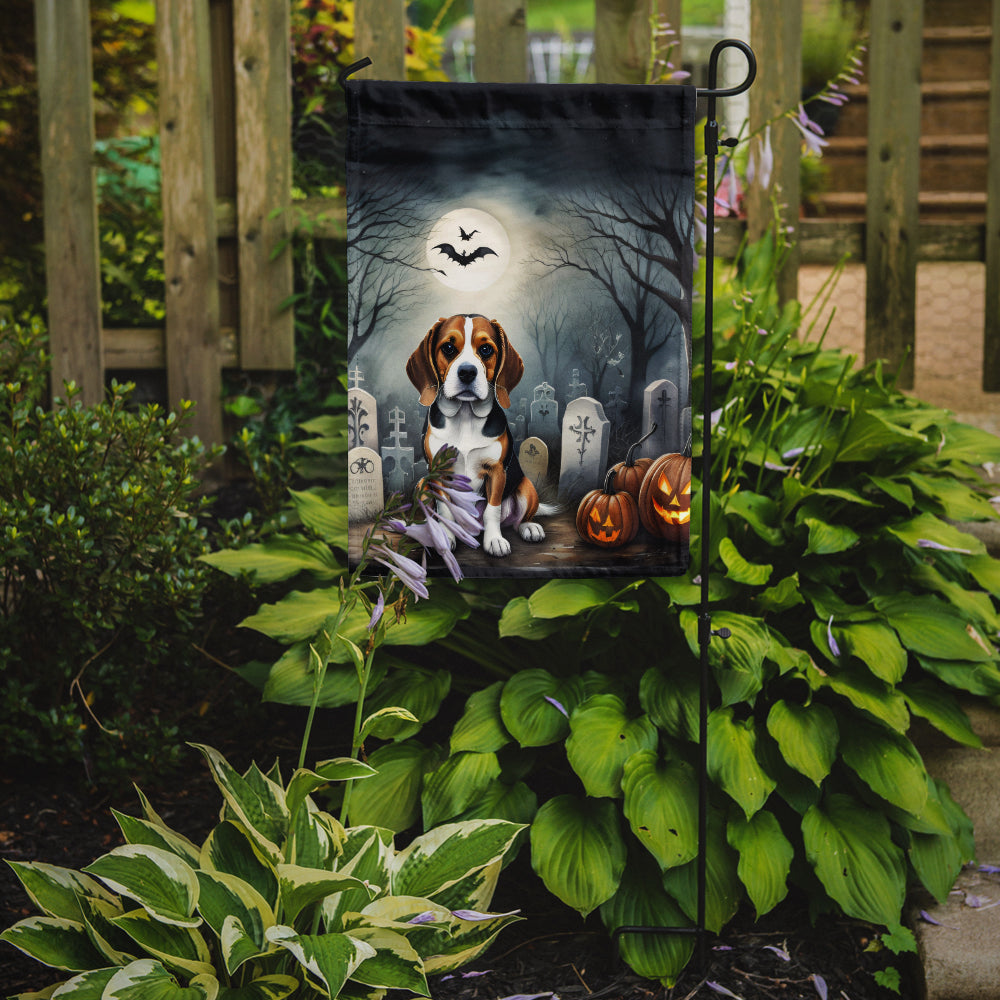 Beagle Spooky Halloween Garden Flag – Dog in Cemetery Scene