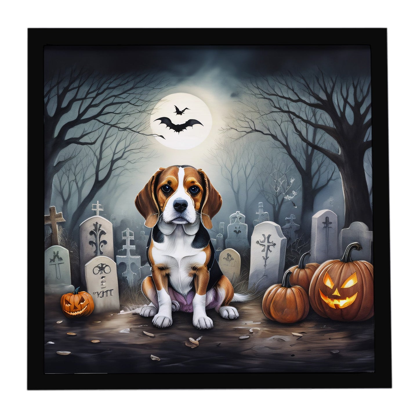 Beagle Spooky Halloween Framed Metal Print