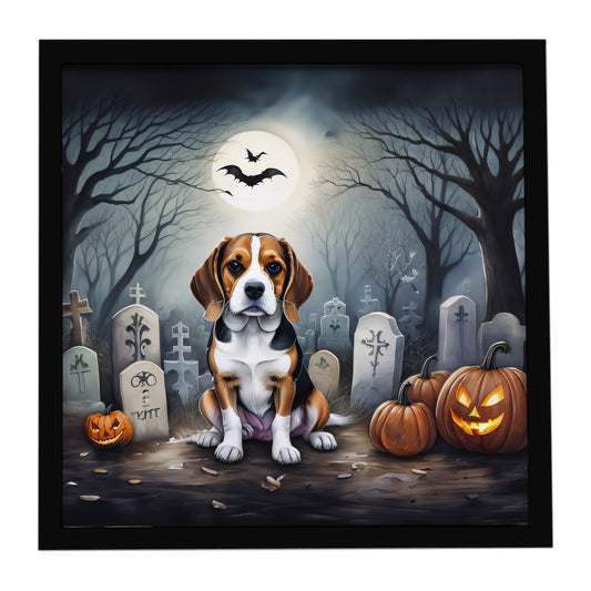 Beagle Spooky Halloween Framed Metal Print