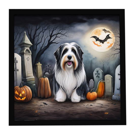 Bearded Collie Spooky Halloween Framed Metal Print