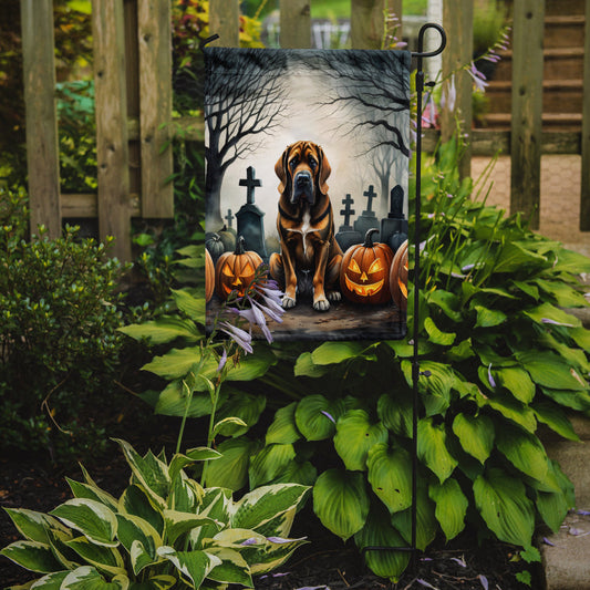 Bloodhound Spooky Halloween Garden Flag – Dog in Cemetery Scene