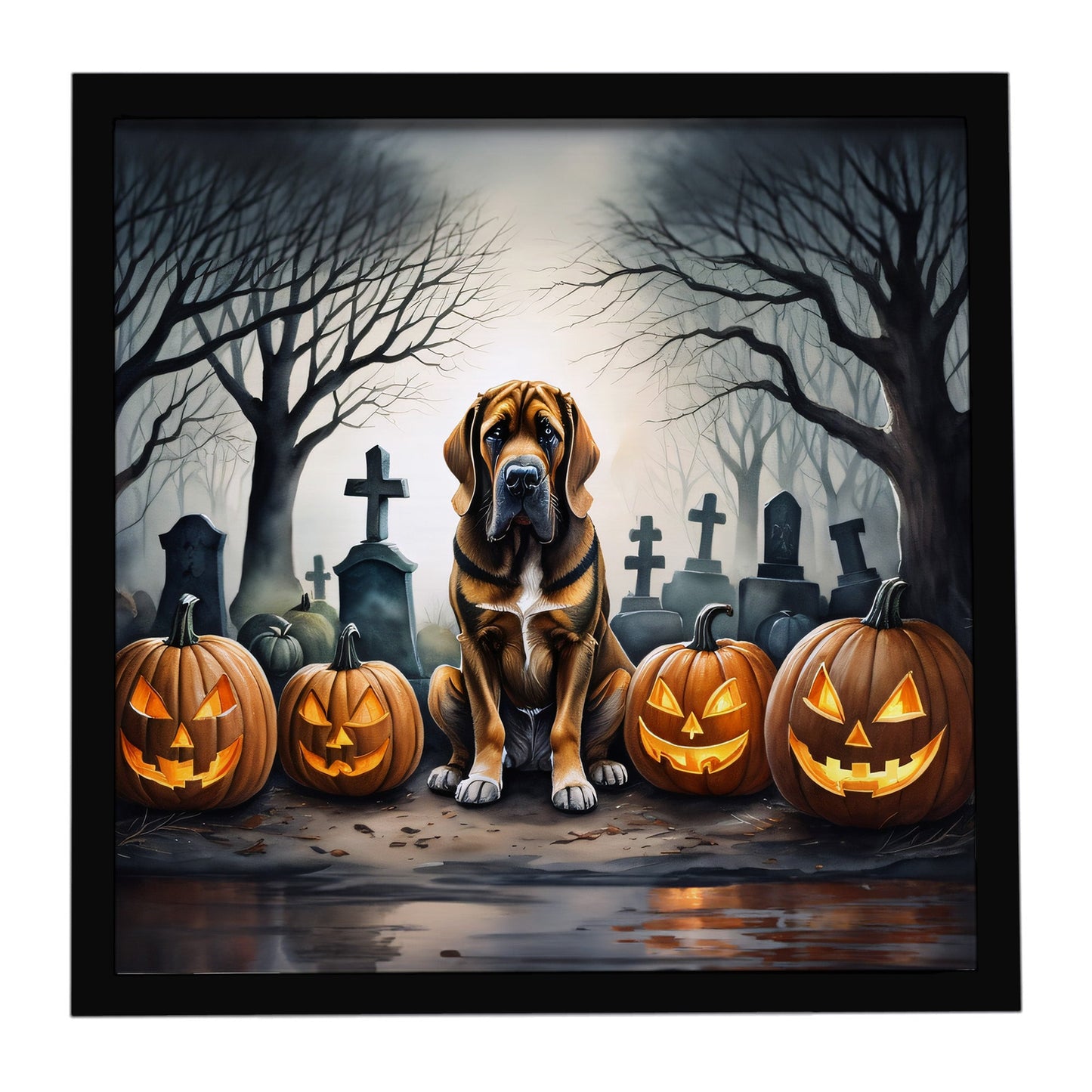 Bloodhound Spooky Halloween Framed Metal Print