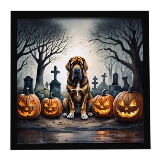 Bloodhound Spooky Halloween Framed Metal Print