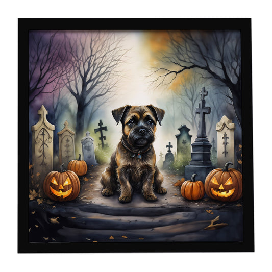 Border Terrier Spooky Halloween Framed Metal Print