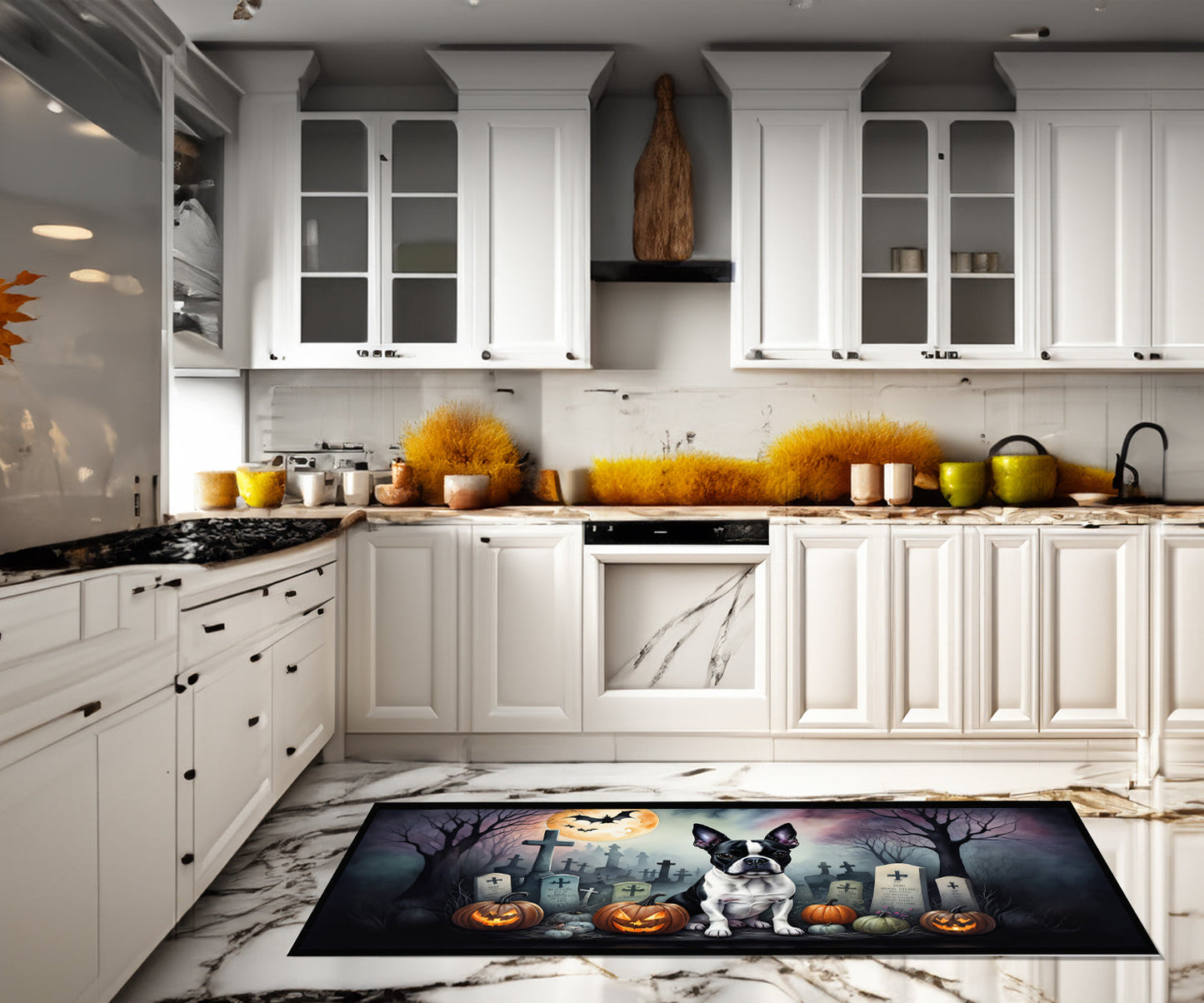 Boston Terrier Spooky Halloween Runner Mat 28x58