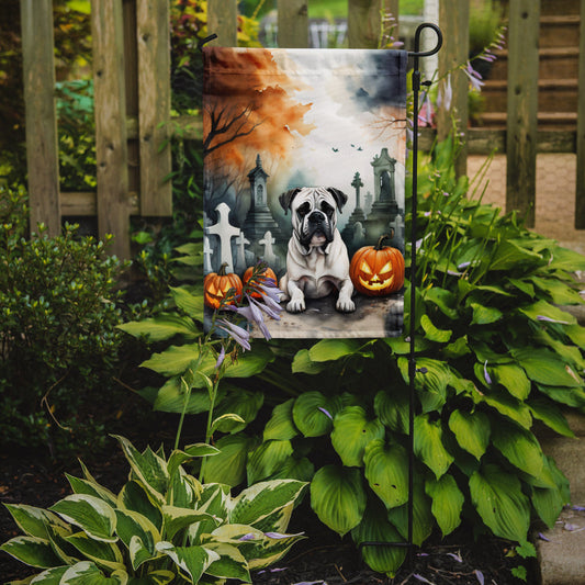 Boxer Spooky Halloween Garden Flag – Dog in Cemetery Scene