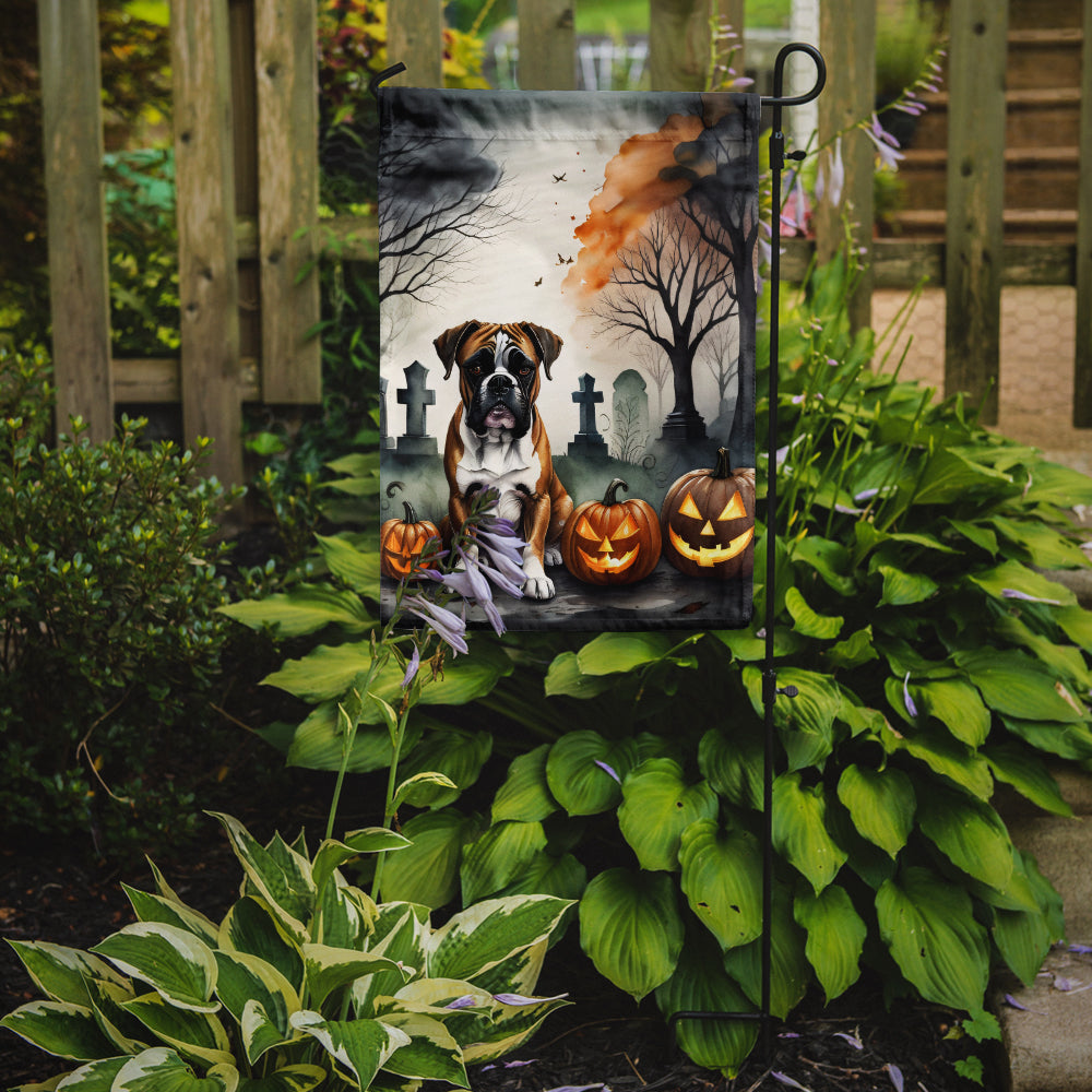 Boxer Spooky Halloween Garden Flag – Dog in Cemetery Scene