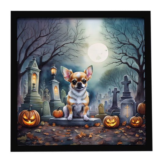 Chihuahua Spooky Halloween Framed Metal Print