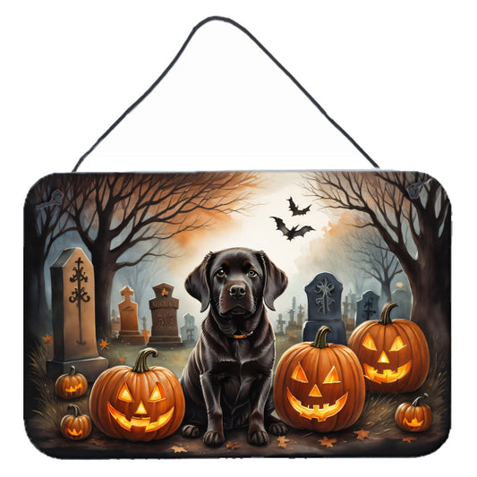 Chocolate Labrador Retriever Spooky Halloween Wall or Door Hanging Prints