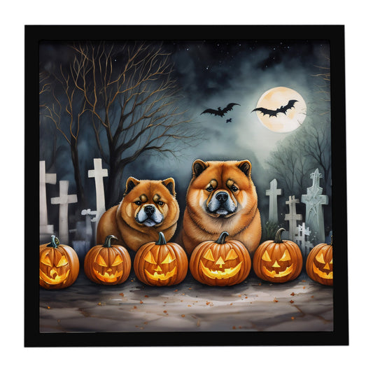 Chow Chow Spooky Halloween Framed Metal Print